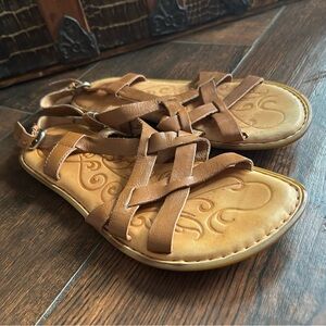 Born Tan Brown Strappy Sandals - Barely Worn